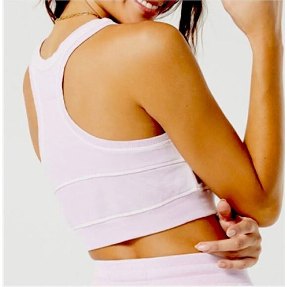 NWT L*Space Out Of Bounds Peony Lilac Crop Scoop Neck Racerback Sports Bra S - Picture 2 of 15